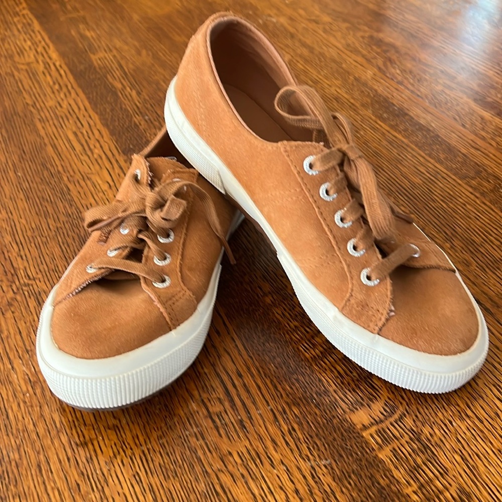 Superga Brown Suede Cotu Classic Sneakers 37, 6.5 + White Ivory Cream Rubber